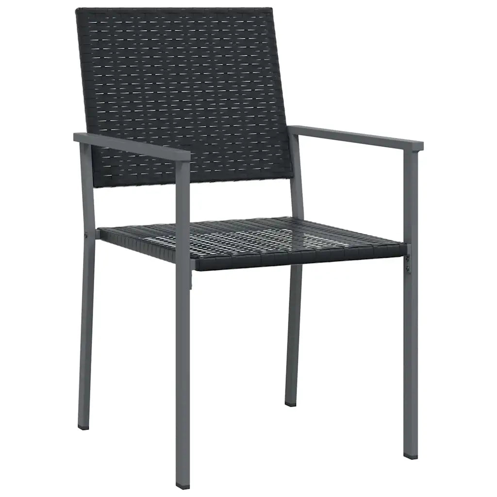 Set da Pranzo per Giardino 3 pcs Nero Rattan in PE