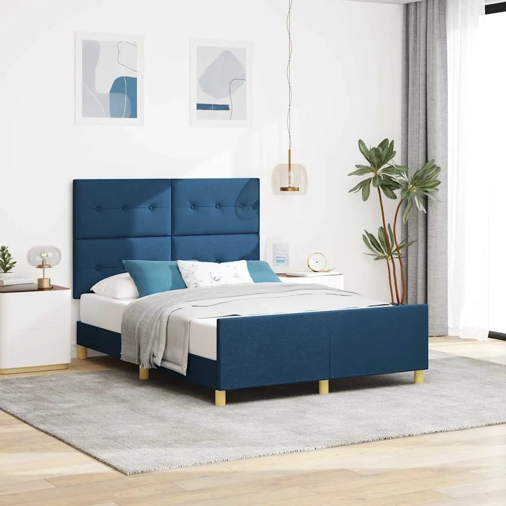 Struttura del letto con testiera Blu 140 x 190 cm Tessuto 3344731