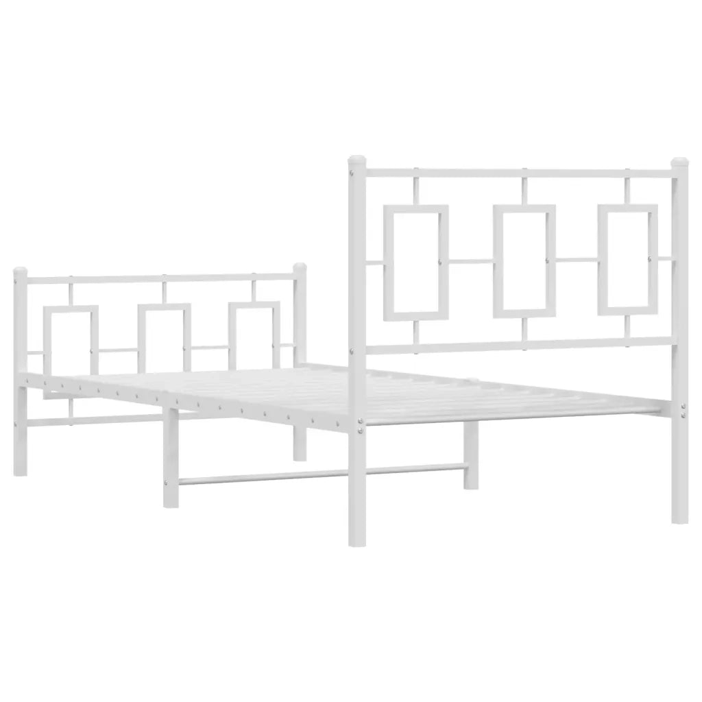 Letto singolo | Letto per adulti | Giroletto con Testiera e Pediera Metallo Bianco 90x200 cm