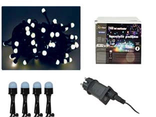 LUCCIOLE A LED BIANCO FREDDO PER USO INTERNO/ESTERNO CON GIOCO LUCI- - 100 led - mt.3 + 2 - 1 pezzi