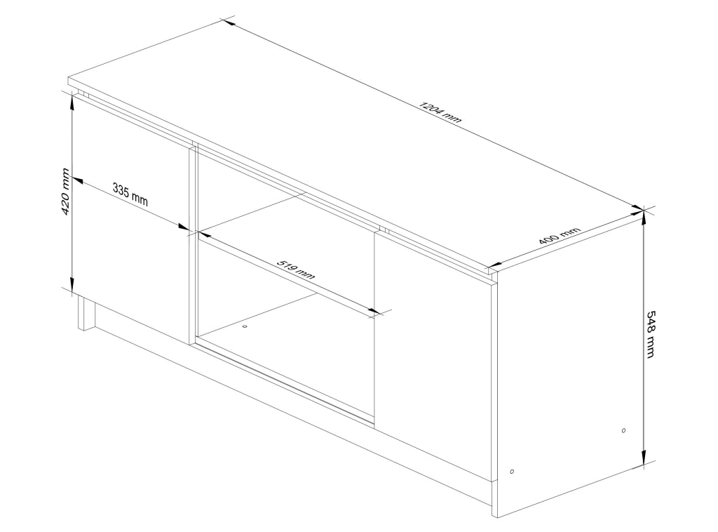 Mobile TV AKORD Quercia Artisan 120 cm 2 ante inserto frontale Bianco 120x40x55 cm