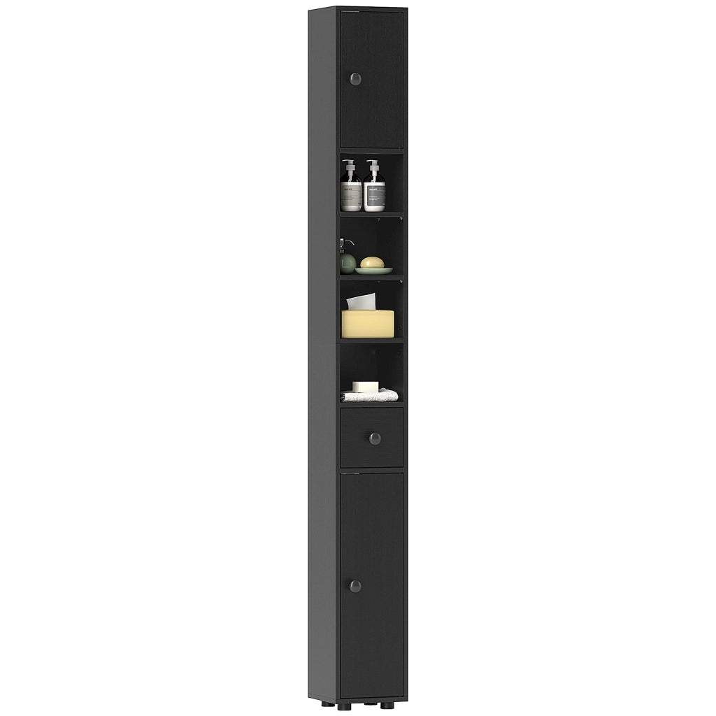 Colonna Armadietto Bagno con Ripiani Regolabili ¨C Minimal ¨C 20x20x180 cm Nero