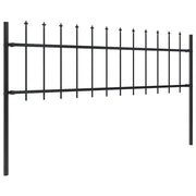 Recinzione da Giardino | Recinzione da cortile con Punta a Lancia in Acciaio 714,5x60 cm Nero