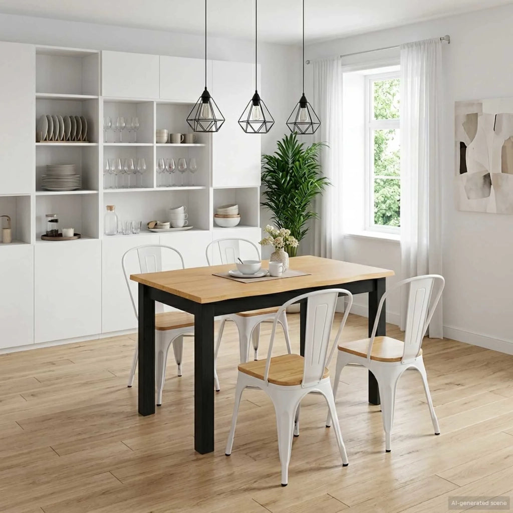 VidaXL Tavolo da pranzo EKAI Nero 112 x 70 x 76,5 cm 42037007