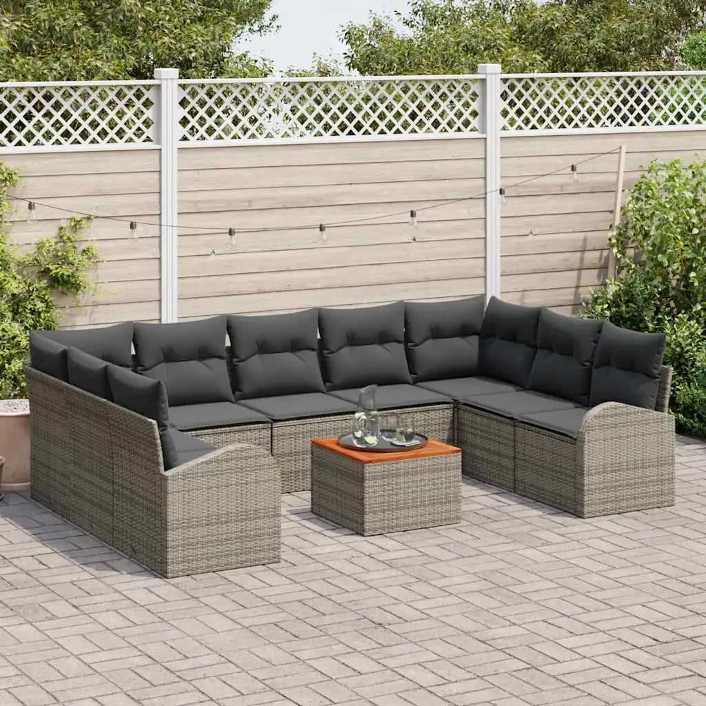 Set Divano da Giardino 10 pcs Grigio polyrattan