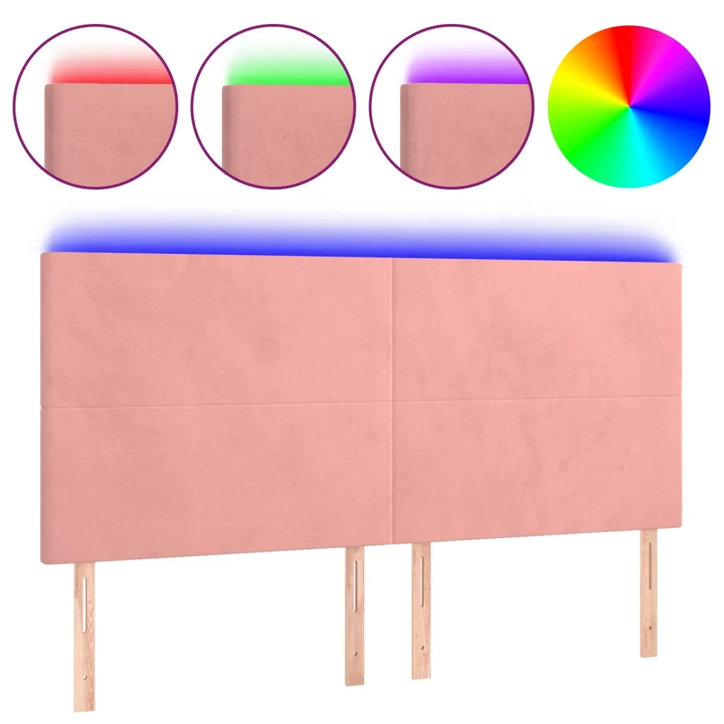 Testiera a LED-Testata con LED Rosa 160x5x118/128 cm in Velluto 118006