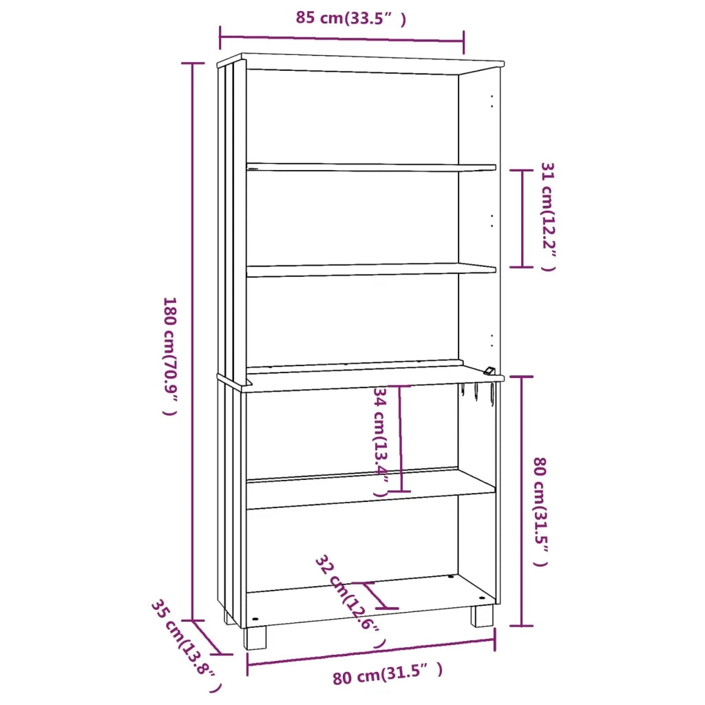 Credenza | Madia | Buffet da pranzo | Armadio da pranzo HAMAR in Legno Massello di Pino Grigio Chiaro
