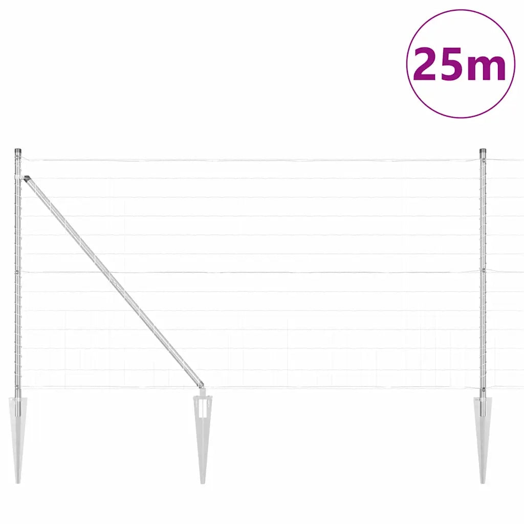 Recinzione da Giardino | Recinzione con Posto Argento 1 x 25 m Acciaio