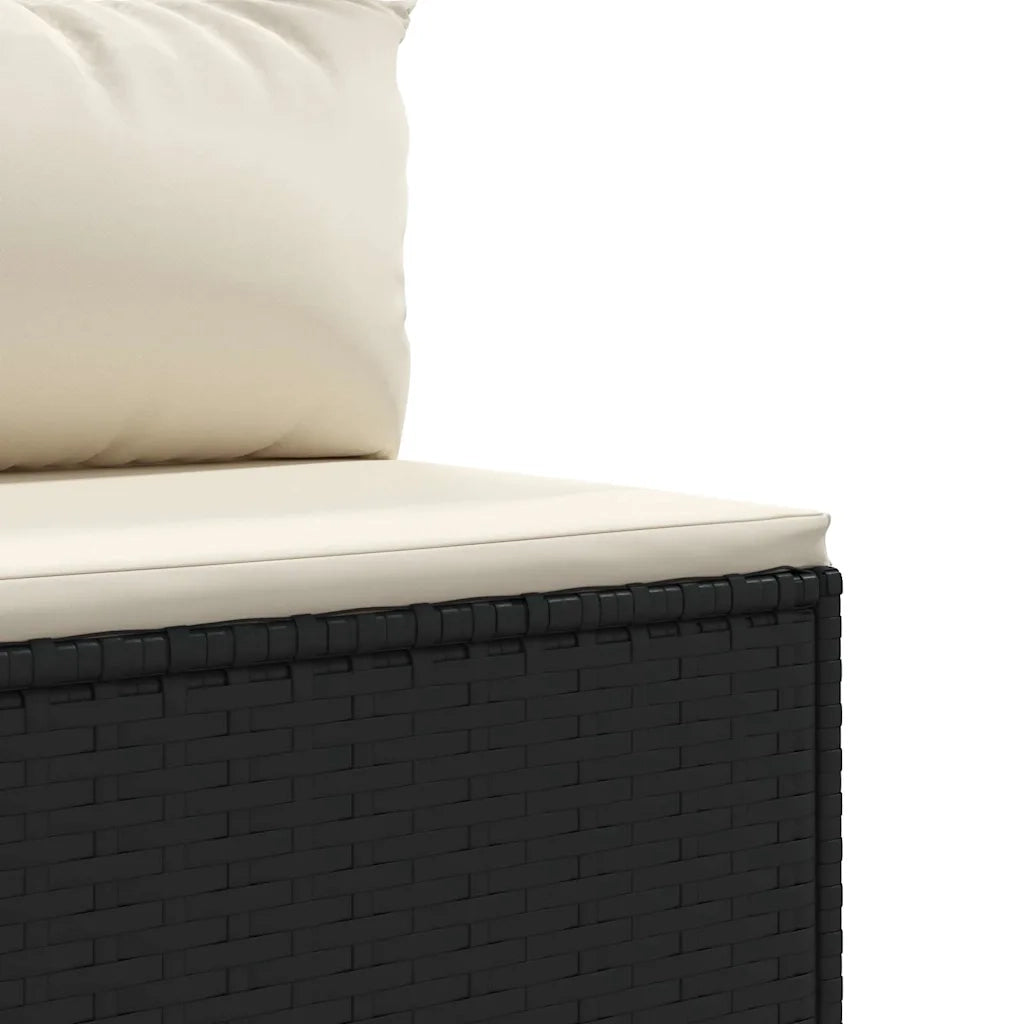 Set Divani da Giardino 3 pz con Cuscini in Polyrattan Nero