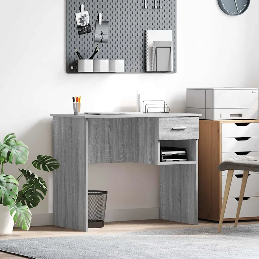 Scrivania | Tavolo da Ufficio Grigio Sonoma 90 x 49 x 75 cm Legno multistrato