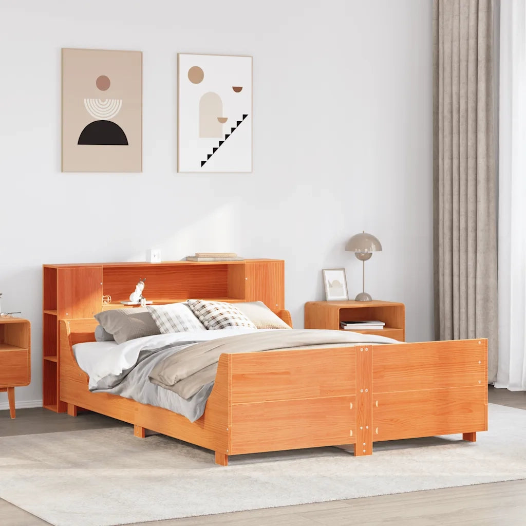 Giroletto senza Materasso-Struttura Letto Marrone Cera 150x200 cm Legno di Pino 325937