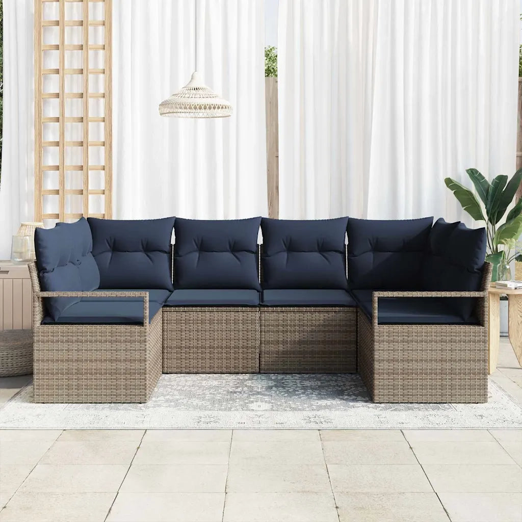 Set di divani con cuscino 6 pcs Grigio Rattan in Polipropilene 3346525