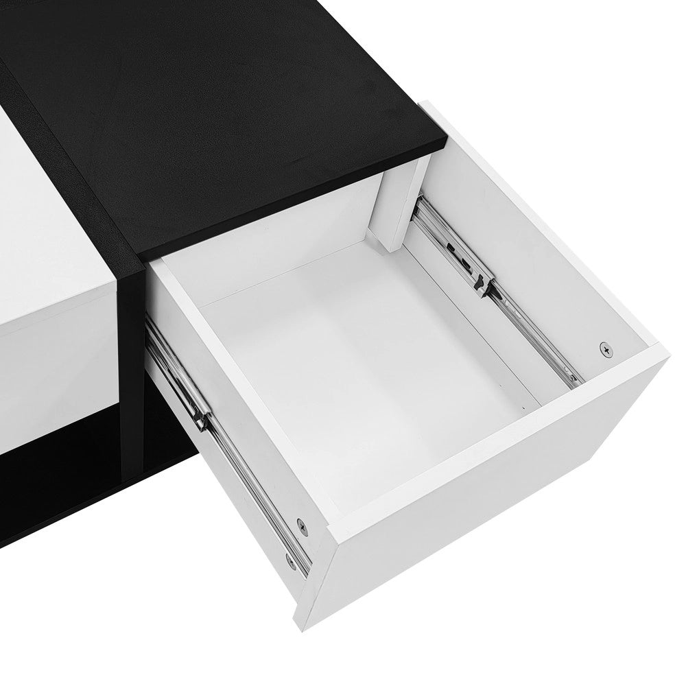 Tavolino da Caff¨¨ Quadrato con 2 Cassetti ¨C MINIMAL ¨C Nero/Bianco Lucido, 70x70x35,5 cm