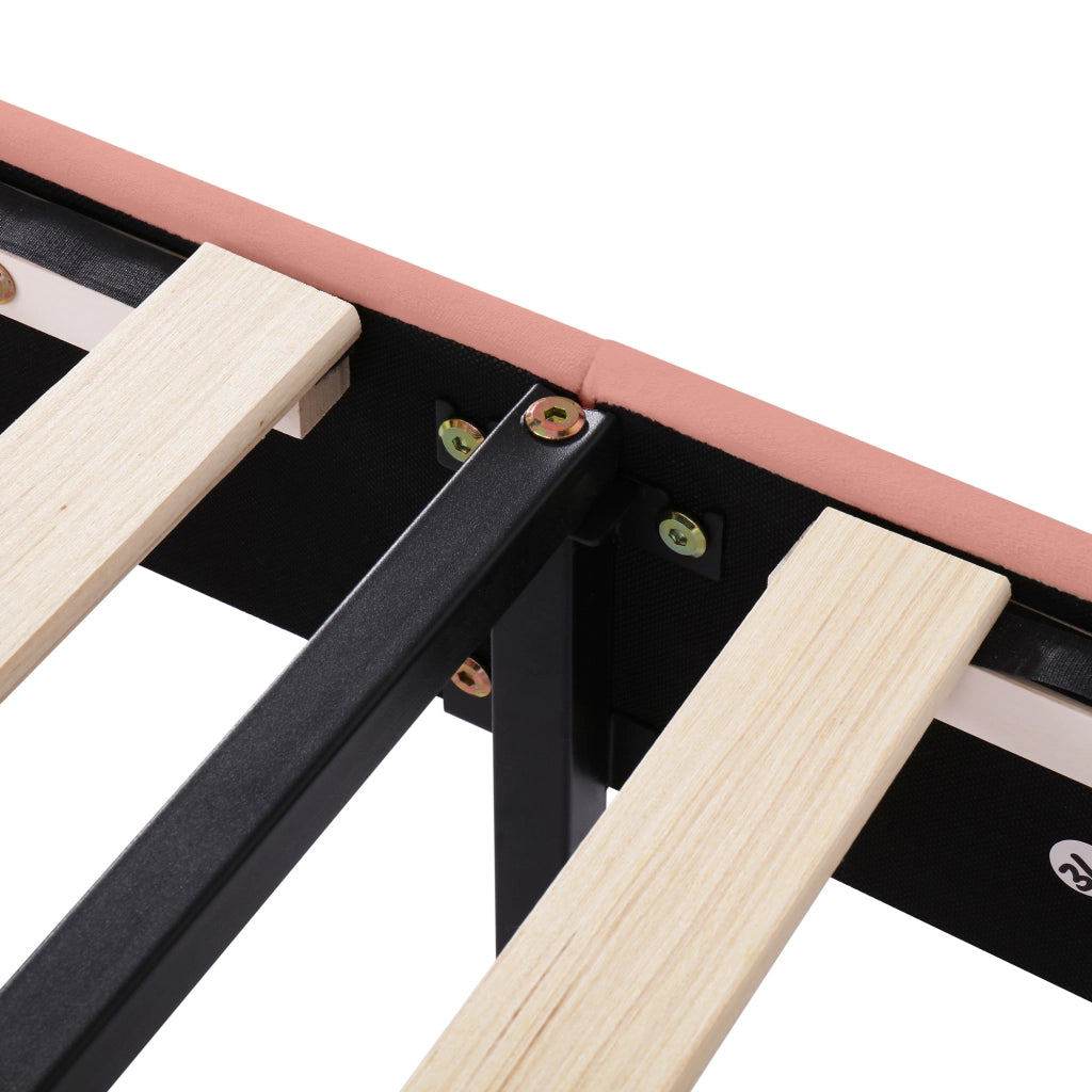 DESMIU Letto matrimoniale 140 × 200 cm 2 posti con testiera regolabile, senza materasso, in velluto, rosa