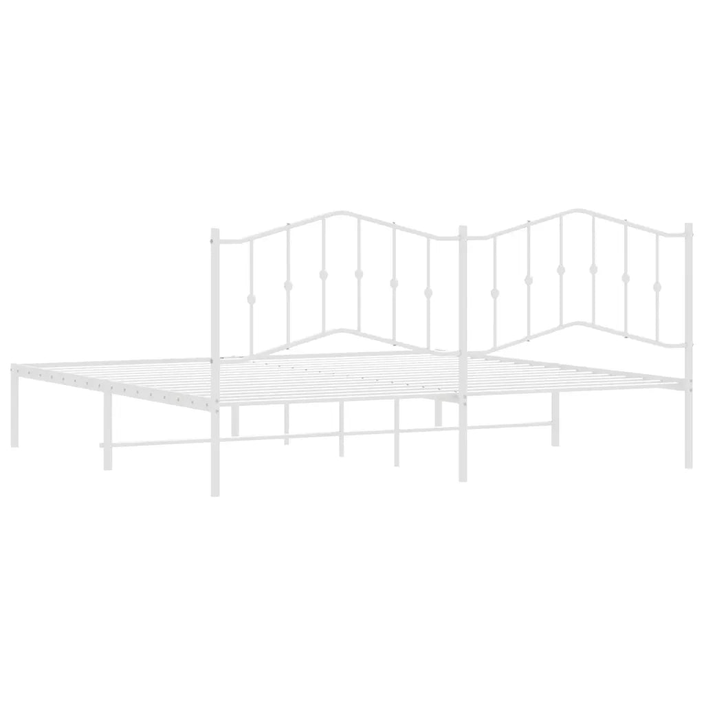 Letto matrimoniale | Letto per adulti | Giroletto con Testiera Metallo Bianco 193x203 cm