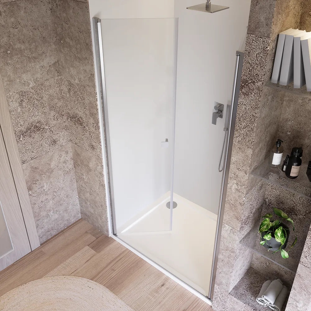 Porta doccia 100cm apertura saloon con profili cromati e vetro da 8mm trasparente h195 | Fiji