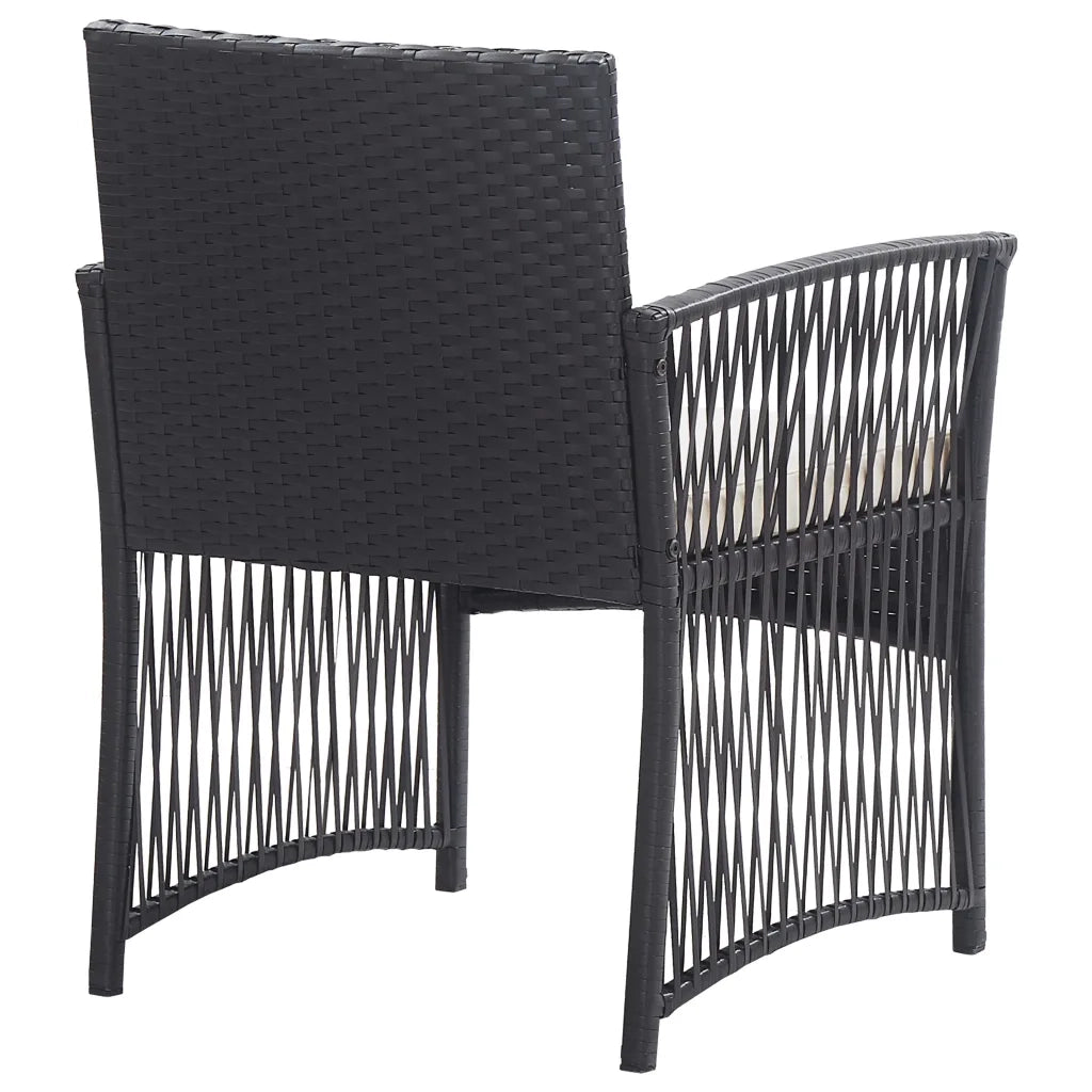 Set Divani da Giardino 4 pz | Set Salotto da Giardino con Cuscini in Polyrattan Nero