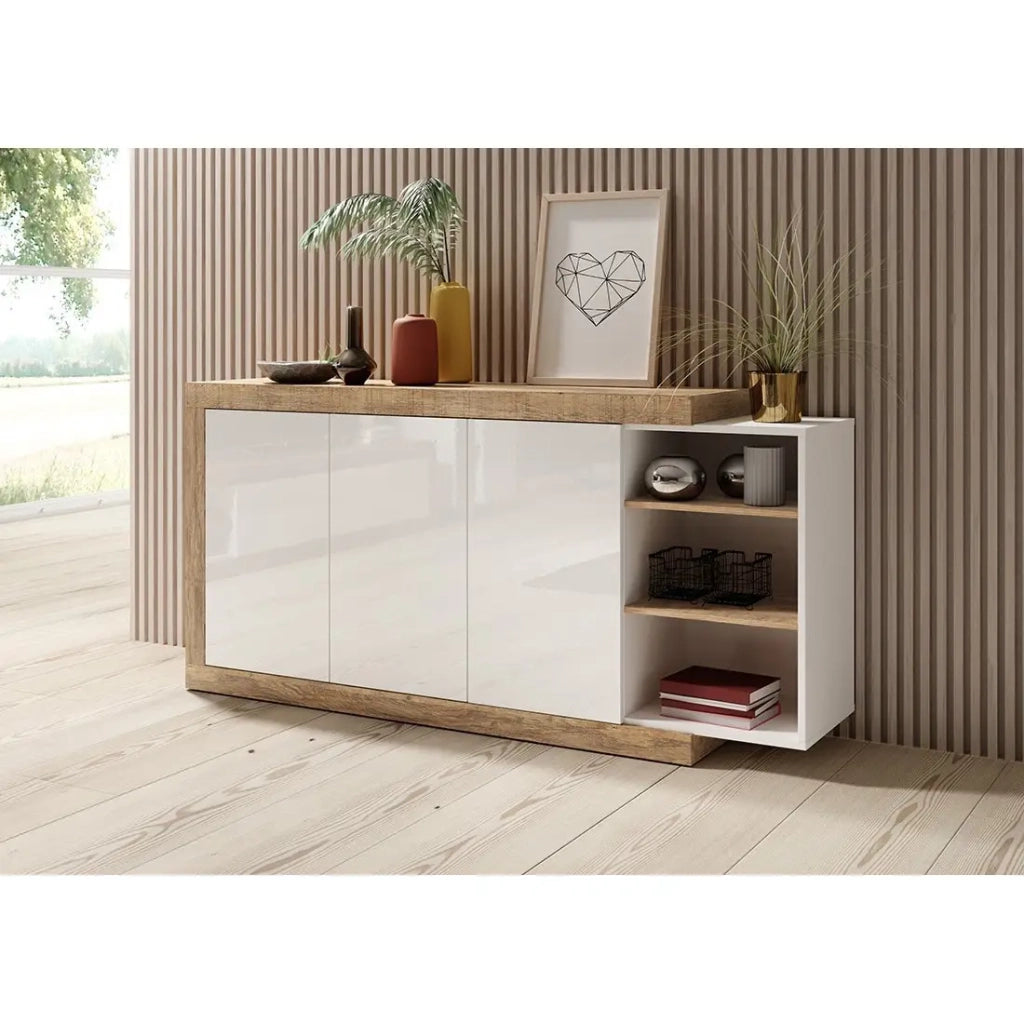 Buffet SINATRA – 180 cm in quercia e bianco lucido