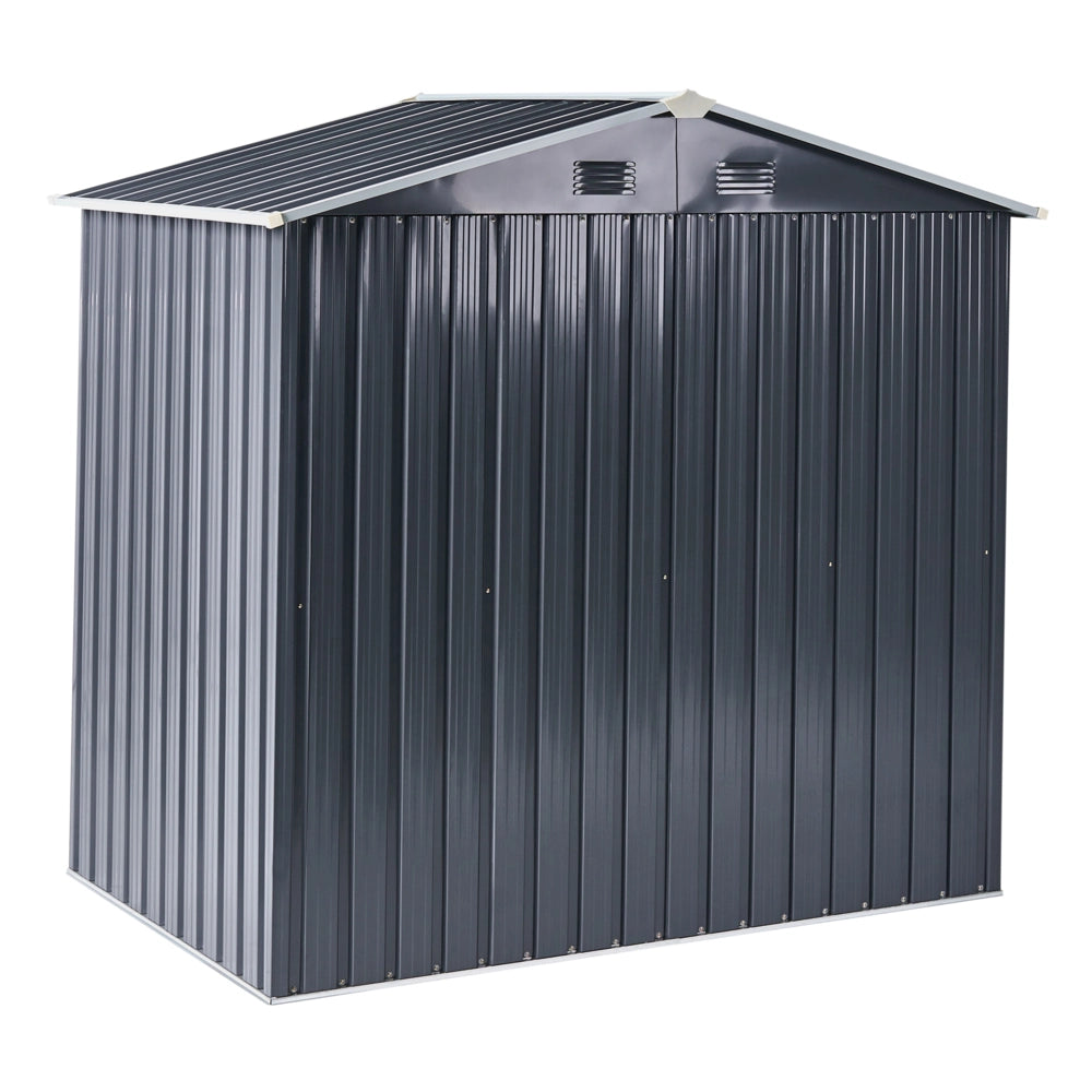 Capanno da giardino grigio grafite in acciaio zincato impermeabile resistente ai raggi UV per riporre attrezzi e attrezzature da giardino all'aperto
