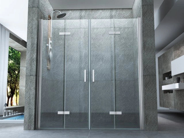 Porta doccia a libro ingresso centrale cristallo 8mm trasparente h.195 SEA BIS 160 cm,Flacone anticalcare escluso