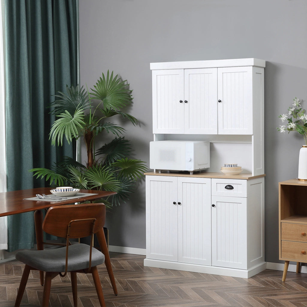 Mobile dispensa cucina con armadietti e cassetto in legno bianco stile country ¨C Xylo ¨C 101x39x180cm