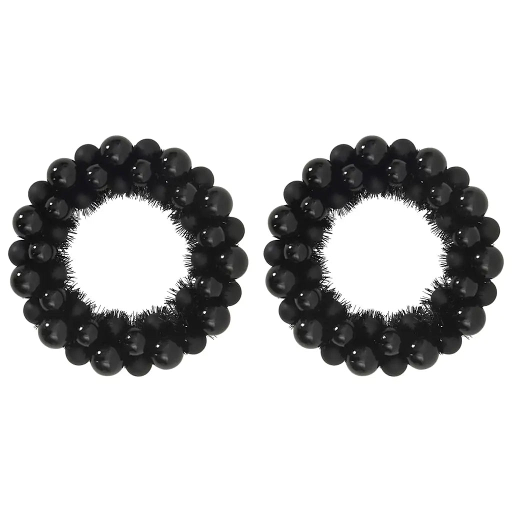 Corone di Palline di Natale 2 pz-Decorazioni natalizie Nero 33 x 33 x 7 cm