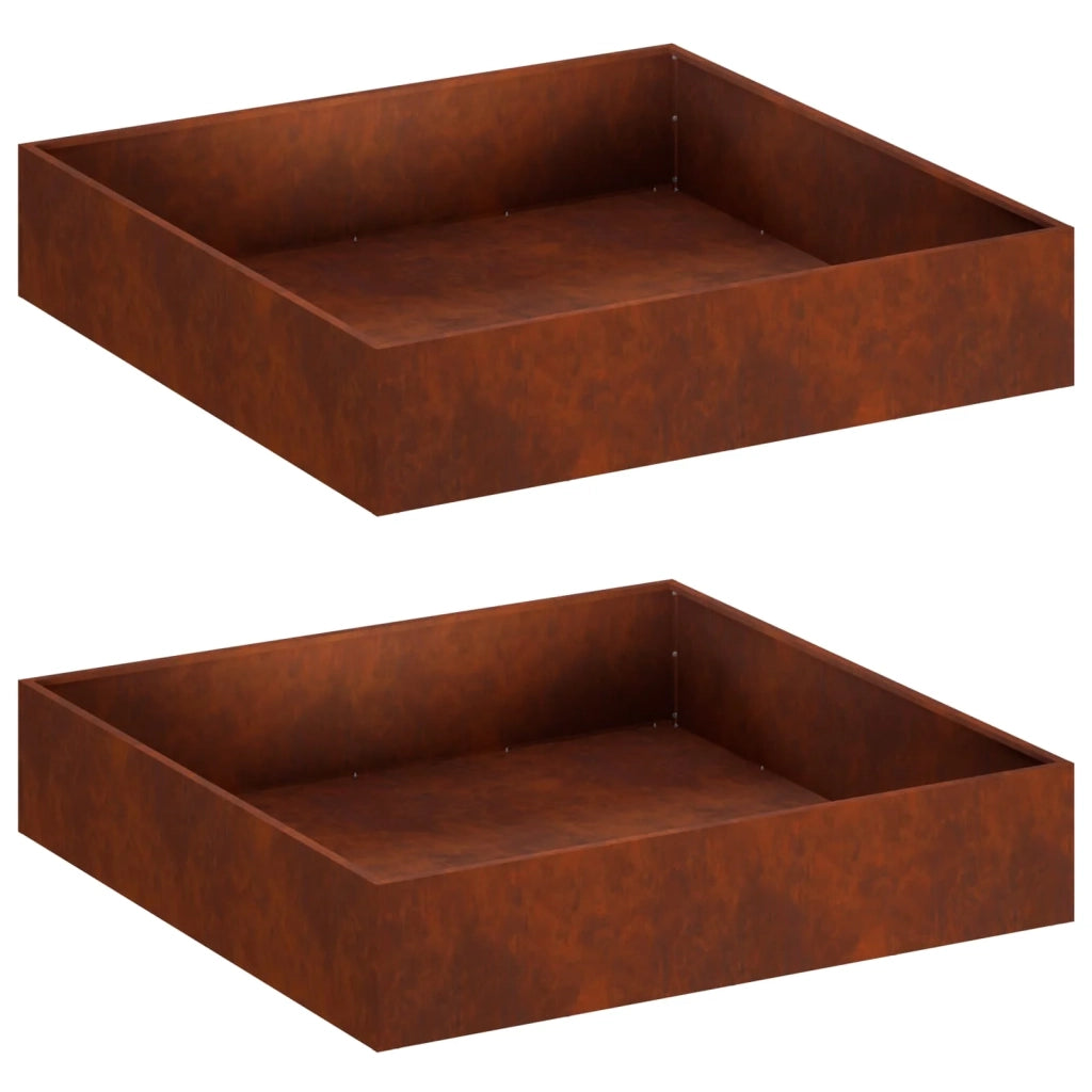 Vaso da giardino 2 pz Ruggine 100 x 100 x 20 cm Acciaio Corten 8005035