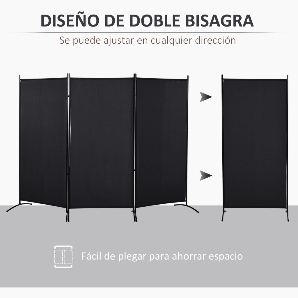 Biombo Separatore 3 Pannelli ¨C zephmum ¨C Nero 253x50x182 cm