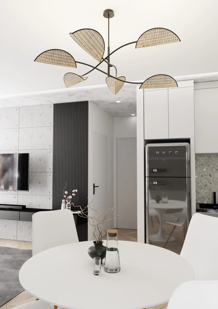 Plafoniera Moderna Ares Acciaio Nero 6 Luci E14 Ip20
