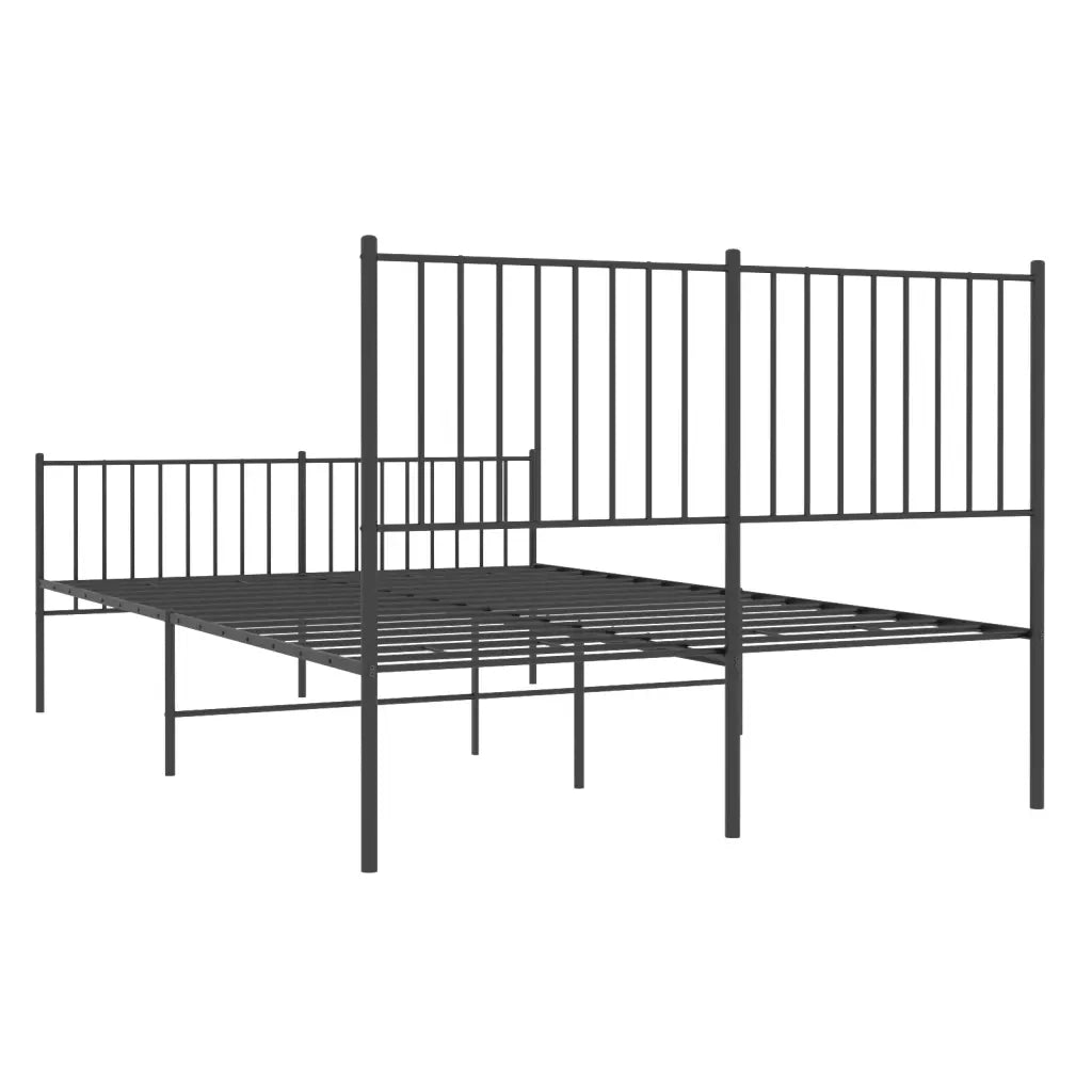 Letto matrimoniale | Letto per adulti | Giroletto con Testiera e Pediera Metallo Nero 140x190 cm