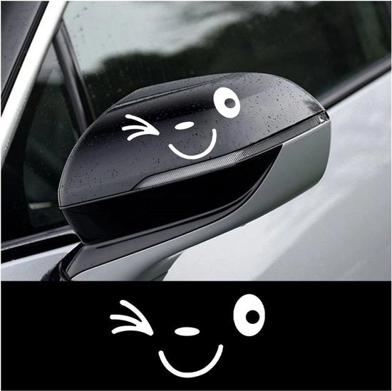 Sticker per specchio retrovisore 3D - 2 pezzi - PVC impermeabile - design sorriso - 11 x 5,3 cm