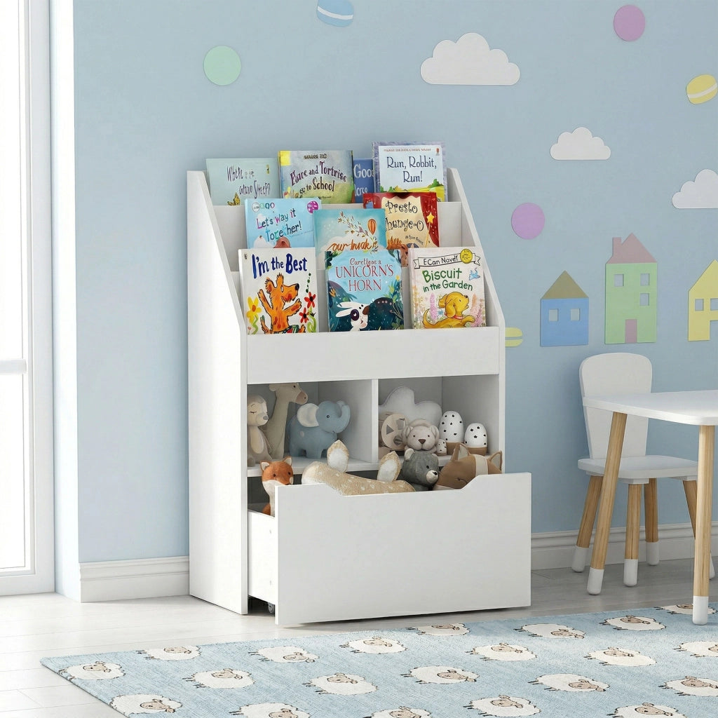 Libreria per bambini con cassetti e scomparti ¨C Minimal ¨C 60x30x90 cm, bianco