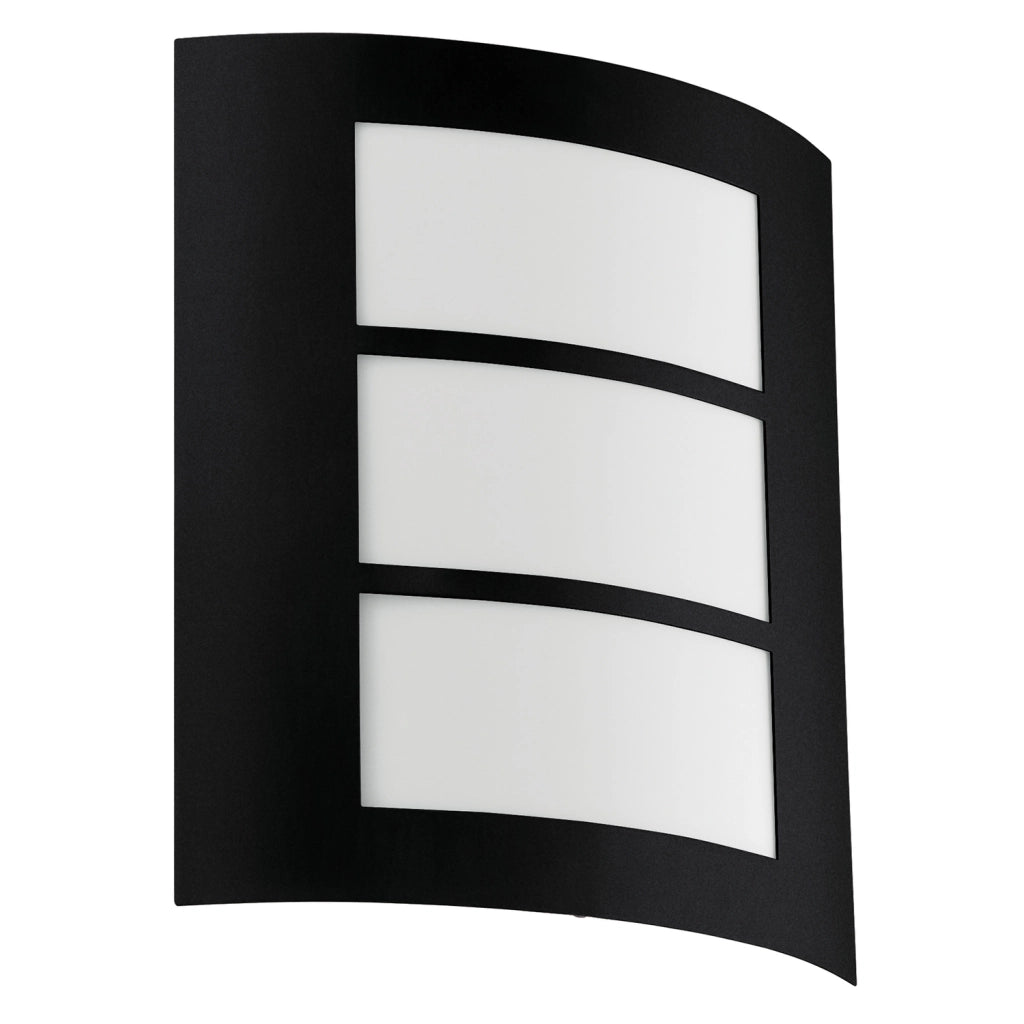 Applique Esterno Contemporanea City Metallo Nero Policarbonato Bianco E27