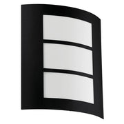Applique Esterno Contemporanea City Metallo Nero Policarbonato Bianco E27