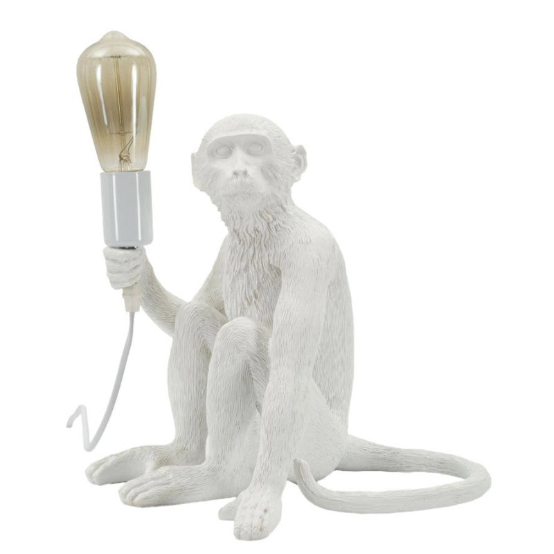 Lampadelle A Da Tavolo Monkey Seduta Bianca cm 33x33x32