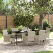 Set da Pranzo per Giardino 7 pcs Grigio chiaro polyrattan 3379812