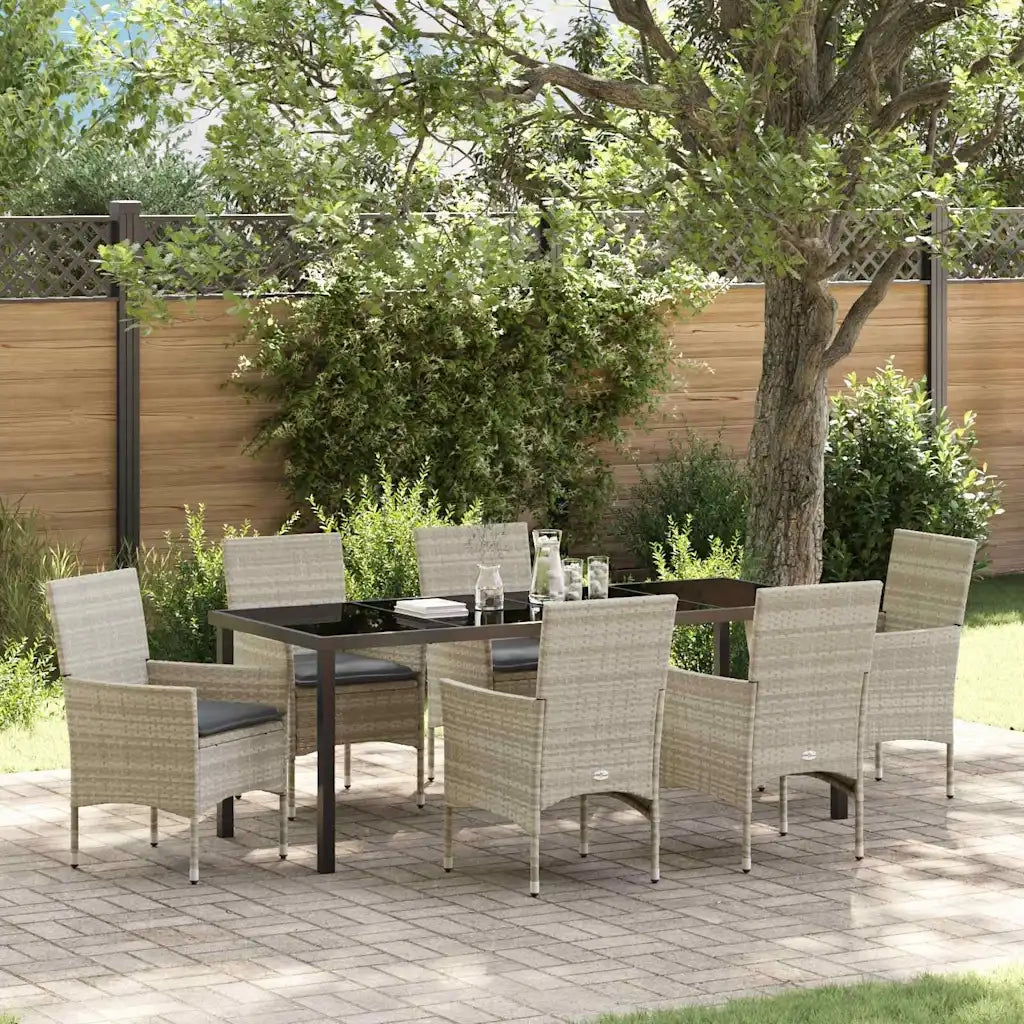 Set da Pranzo per Giardino 7 pcs Grigio chiaro polyrattan 3379812