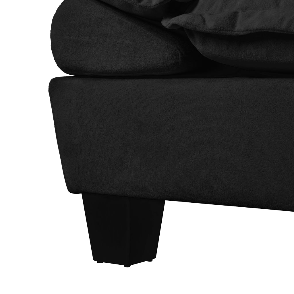 Divano Angolare Modulare U ¨C Xylo ¨C Nero, Chenille, con Ottomane, Portabicchieri e USB