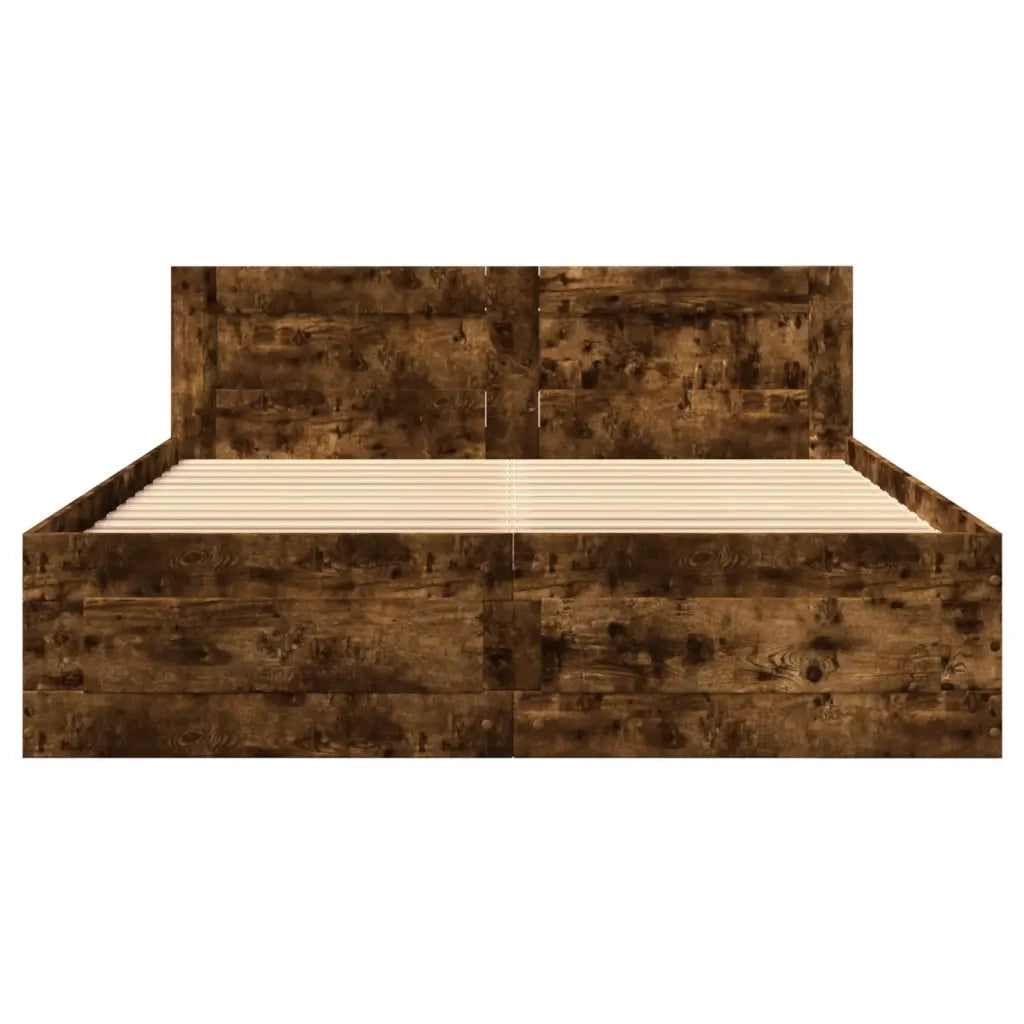 Giroletto con Testiera Rovere Fumo 120x200 cm Legno Multistrato