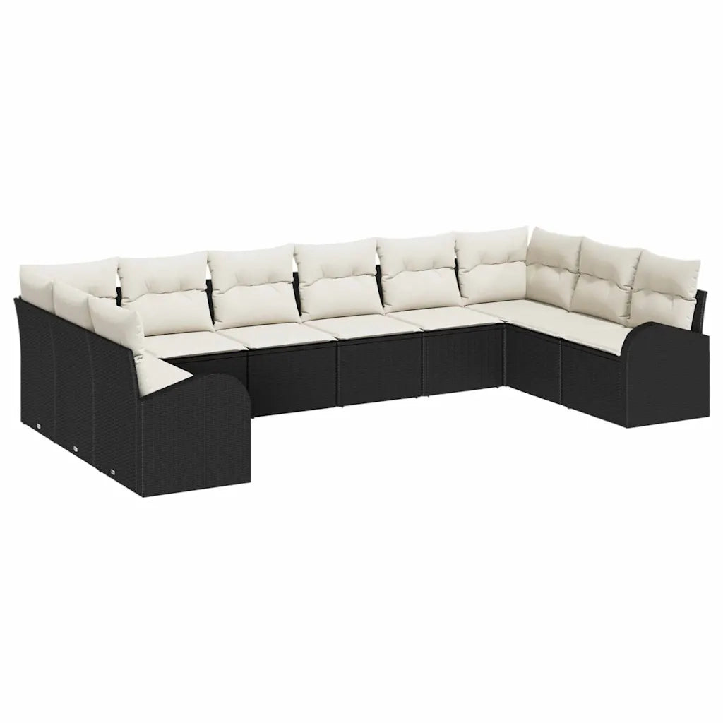 Set di divani con cuscino 10 pcs Nero Polyrattan 3346217