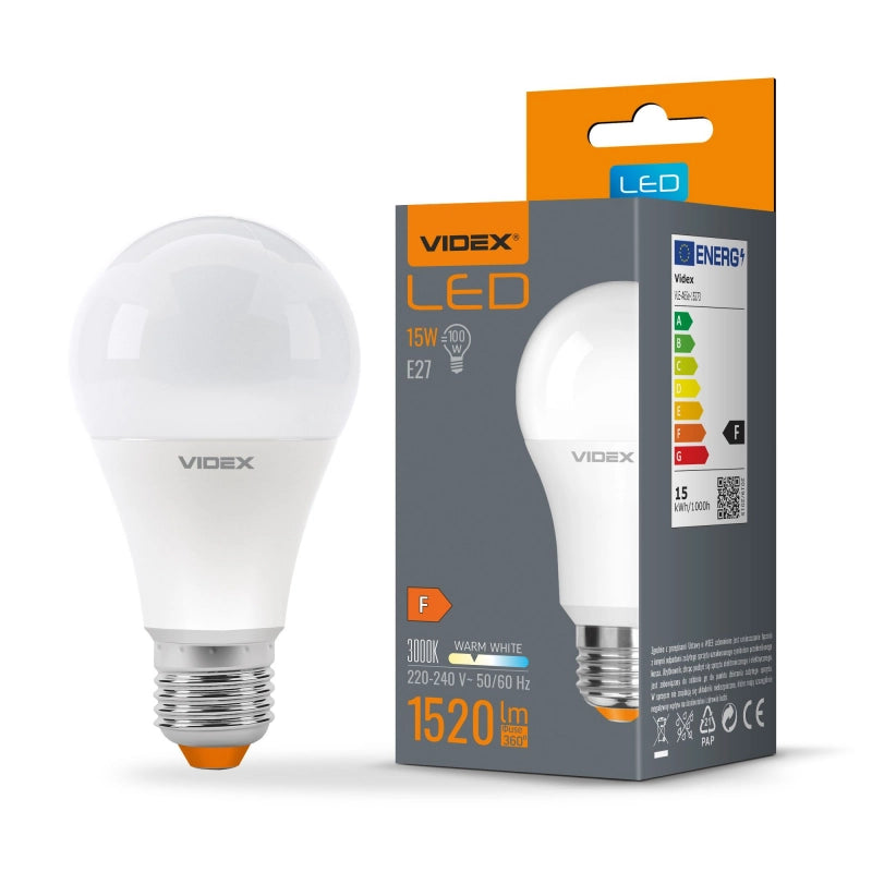Lampadina LED A65 E27 15W 1520lm/3000K opale Videx