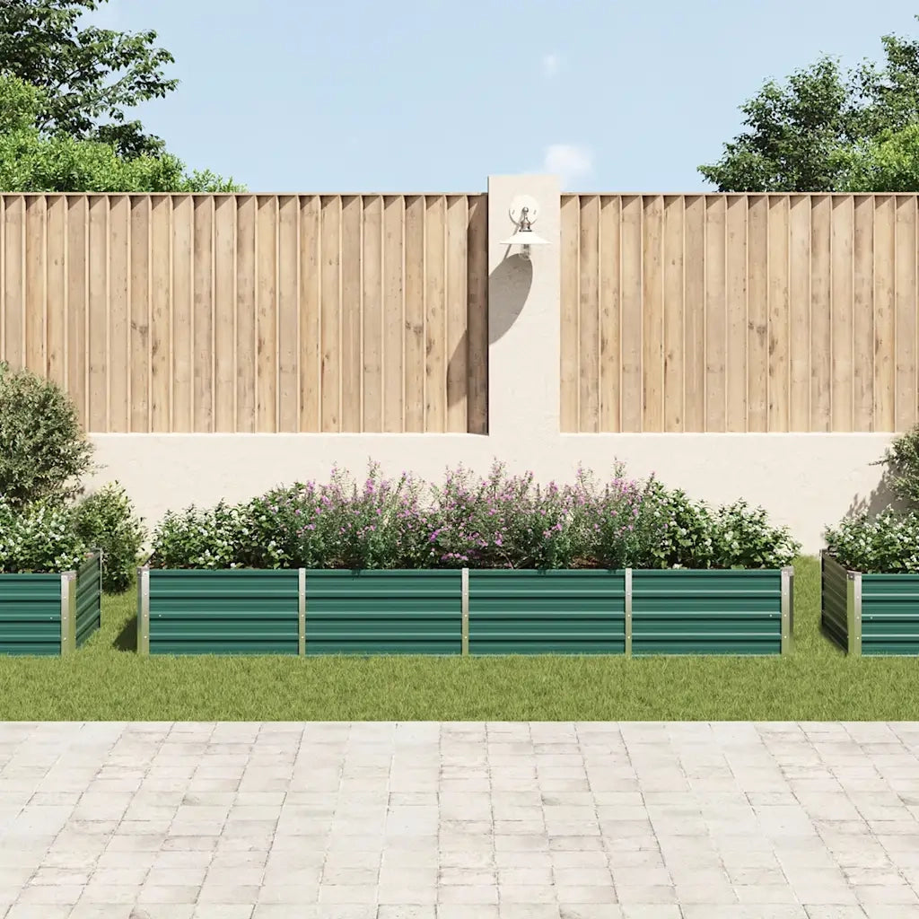 Fioriere | Cassetta per fiori | Letto Rialzato Giardino in Acciaio Zincato 320x80x45 cm Verde