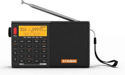 Radio Digitale Portatile FM Stereo MW SW LW SSB Ontvanger Mondiaal RDS Alimentato da Batterie Antenna Esterna - Nero