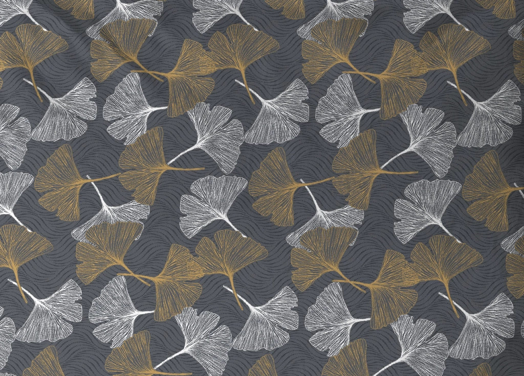 Copritrapunta Sacco Per Trapunta 100% Cotone Disegno Ginko - Matrimoniale - Giallo