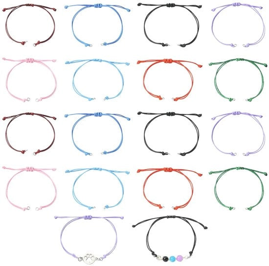 Armband in Corda - 40 Pezzi - Bracciali Flessibili in Tessuto - Polyester Tessuto Impermeabile - Creazione Gioielli - 8 Colori - Robusto e Leggero