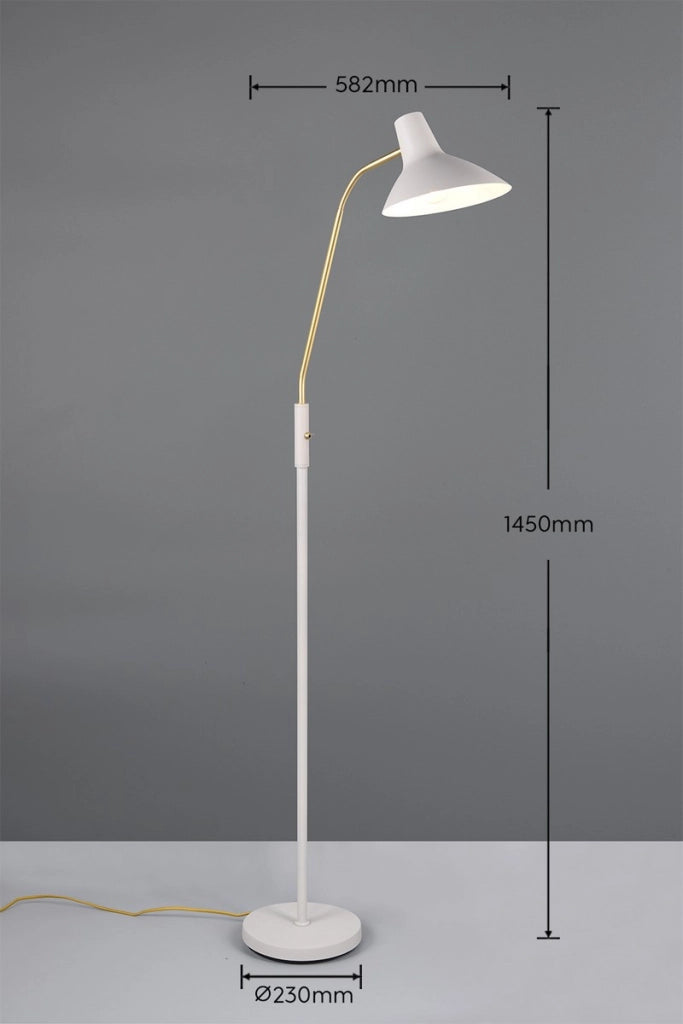 Lampada da terra classica grigia/ottone braccio lettura