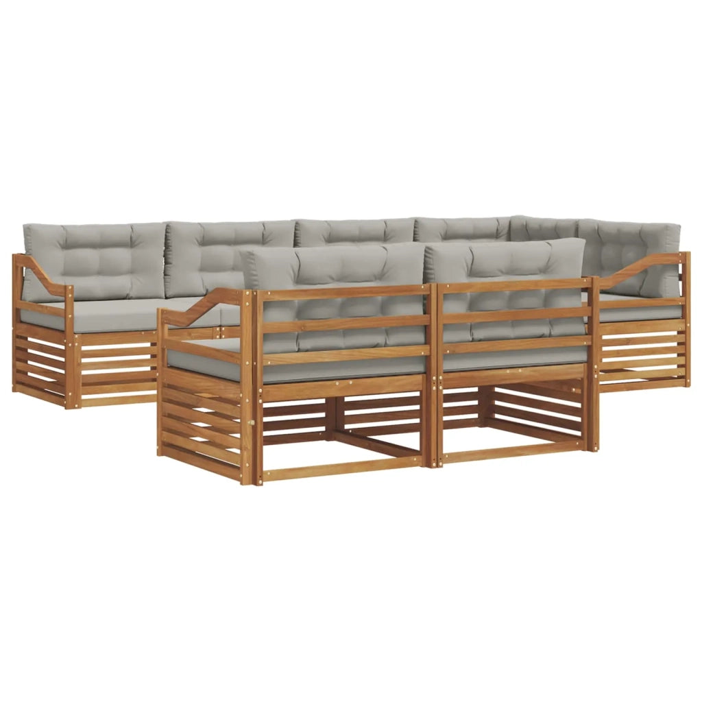 Set di divani da esterno 7 pcs Grigio Naturale e Chiaro 3373636