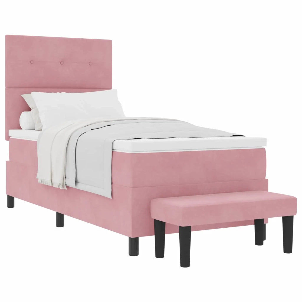 Letto a molle con testiera Rosa 200 x 100 cm Velluto 3344497