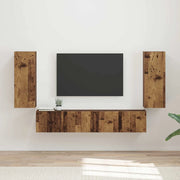 Set di Mobiletto da TV a Parete 4 pz-Credenza per TV sospesa Legno vecchio 218073