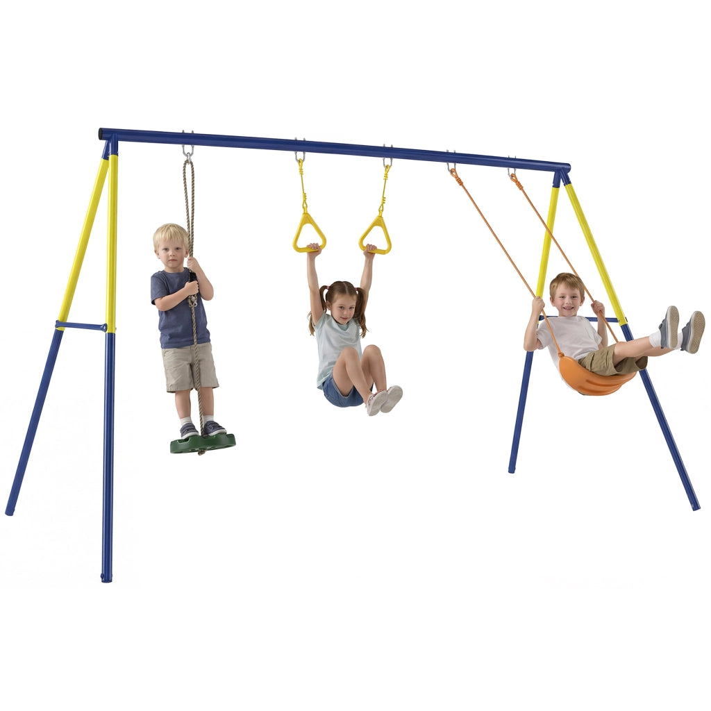 Altalena per Bambini 3 in 1 con Altalena Classica, Anelli e Altalena in Piedi ¨C Zephmum ¨C 285x160x181 cm